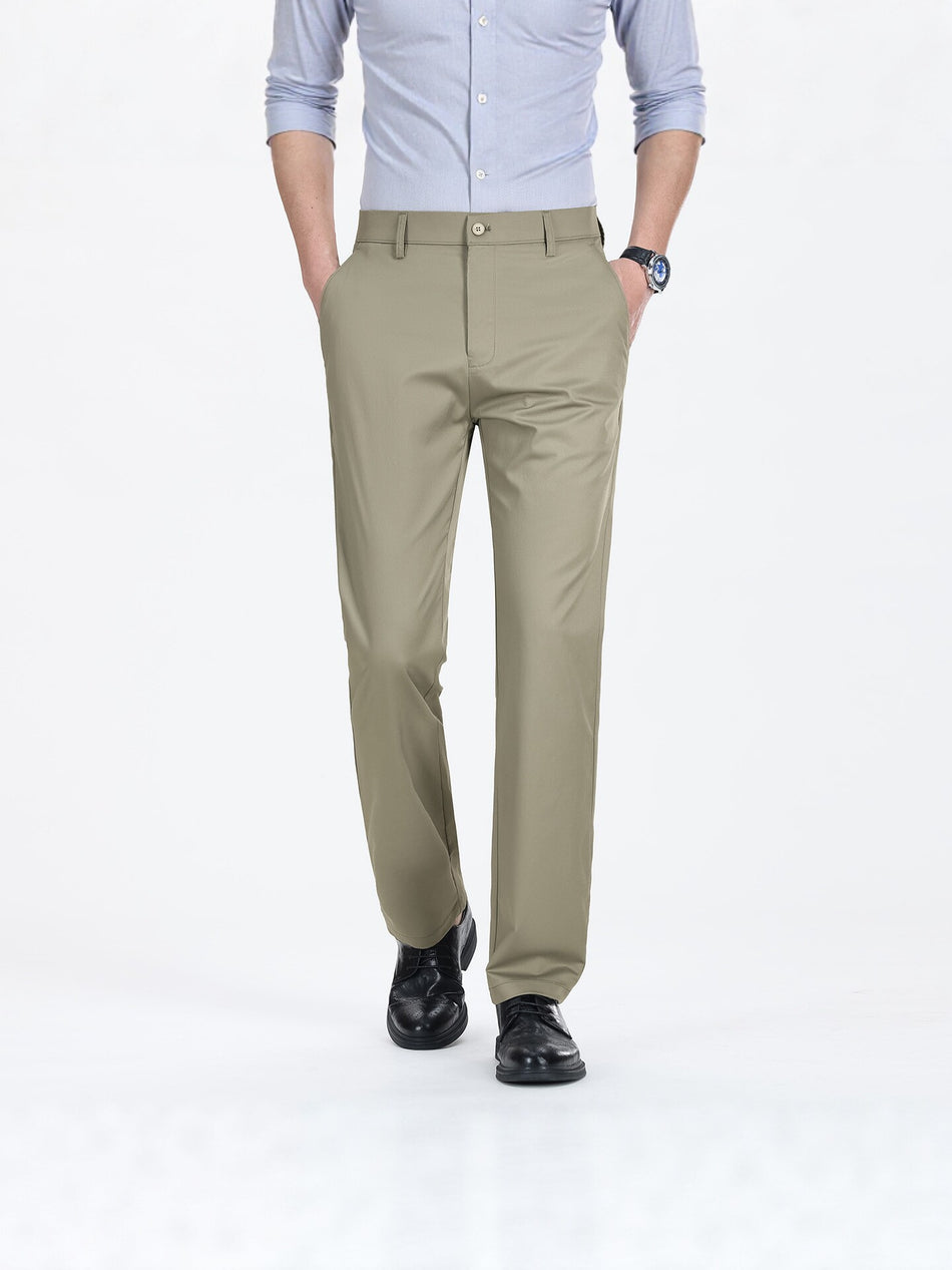2026 Men’s Silk Blend Pants – Spring/Summer Business Casual Straight Fit Elastic Anti-Wrinkle Breathable Dress Trousers