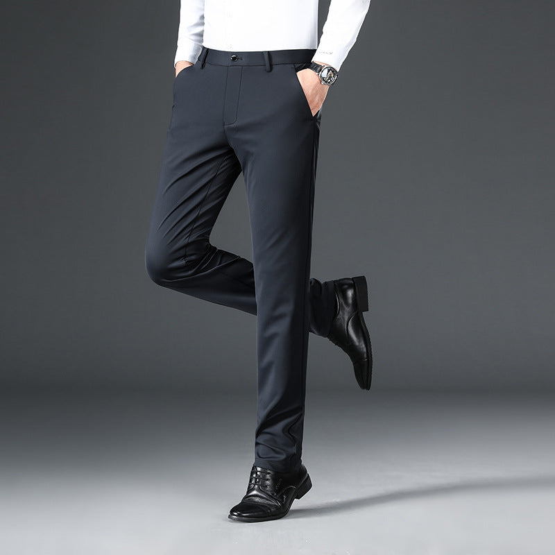 2025 Autumn New Men’s High Elasticity Casual Dress Pants – Mid/High Waist Straight Business Casual Trousers