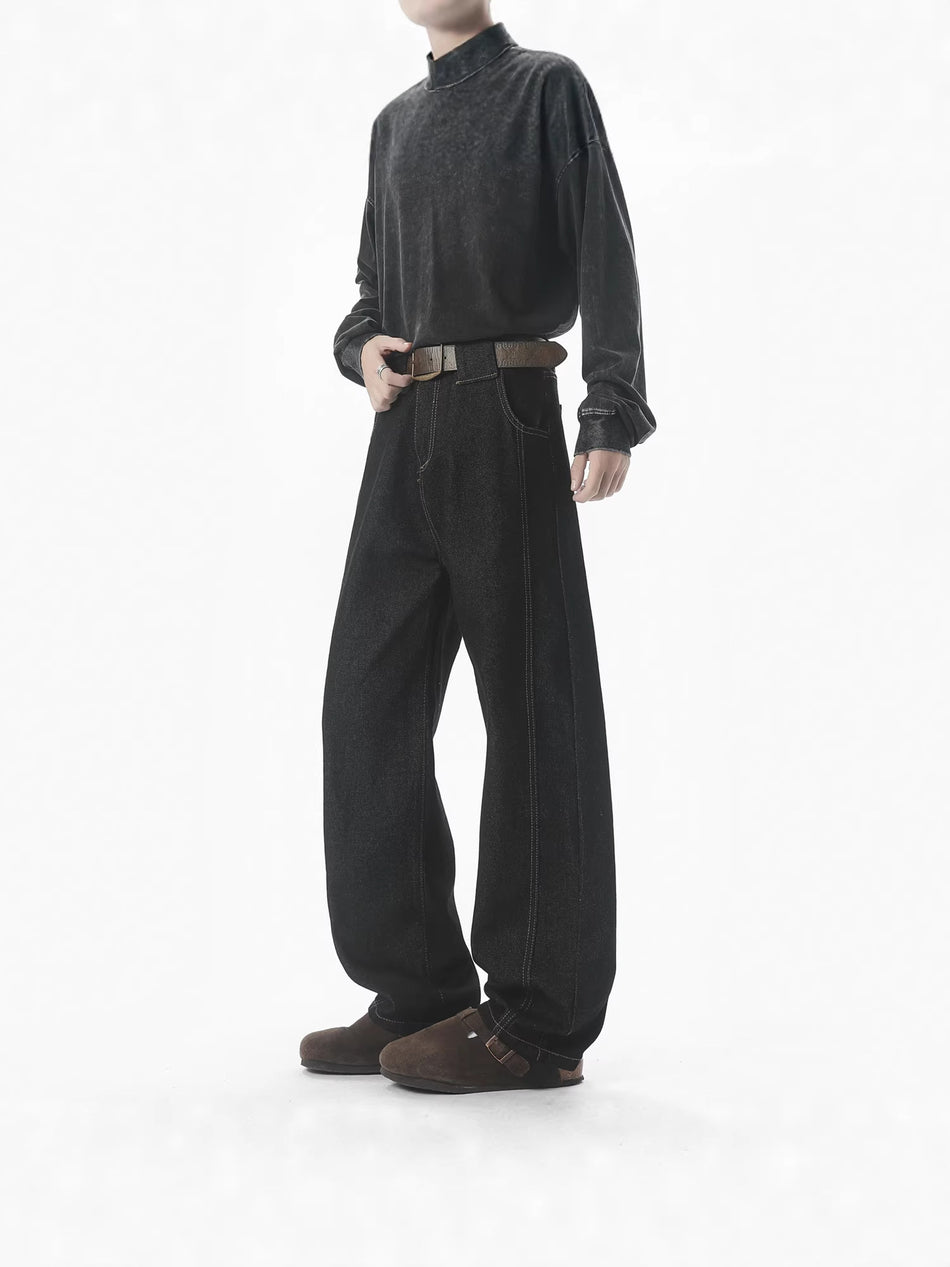 Unisex Washed Wide Leg Jeans American Street Style Denim Pants