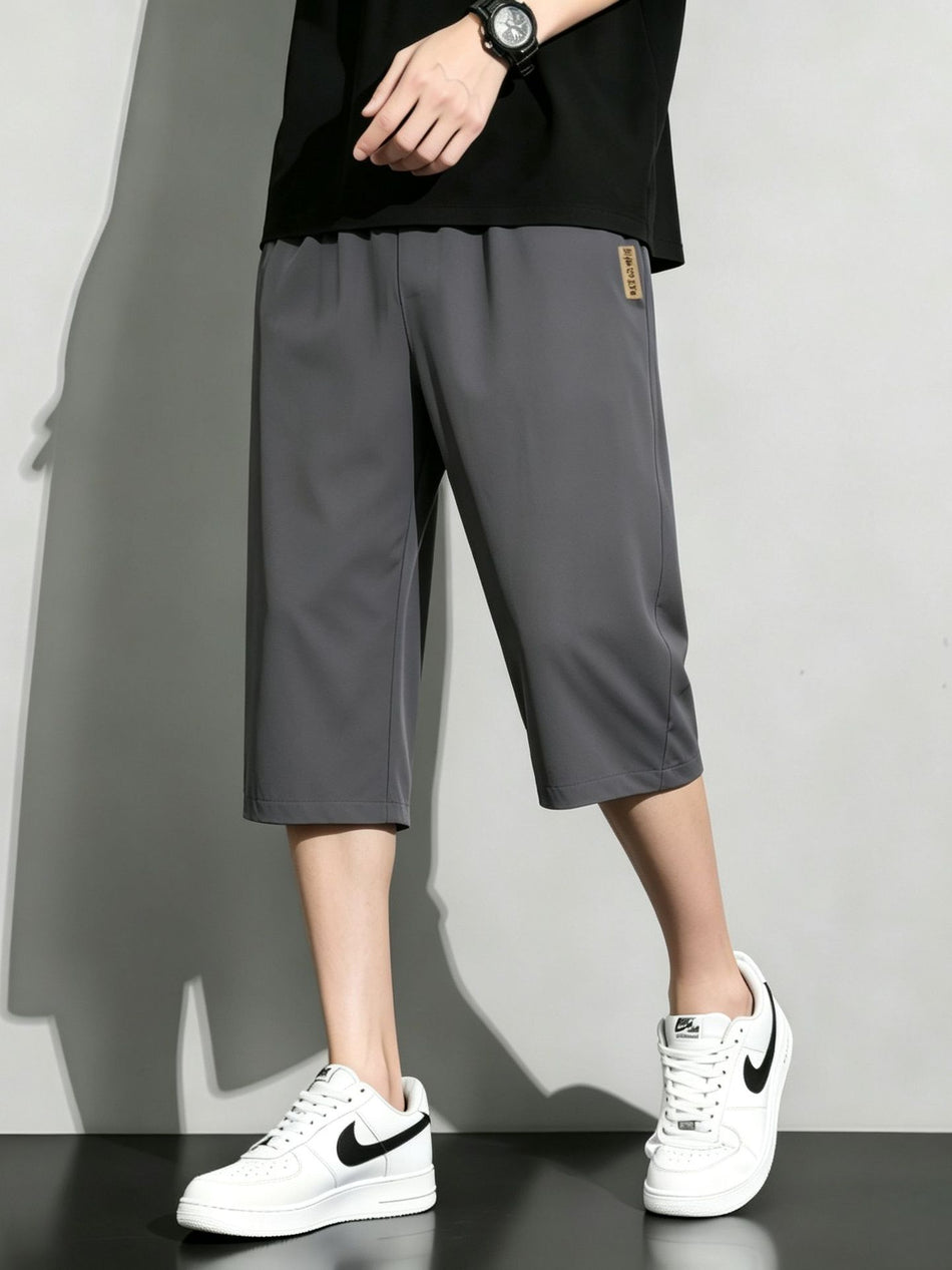 Youth Solid Color Straight Leg Casual Cropped Pants Comfortable