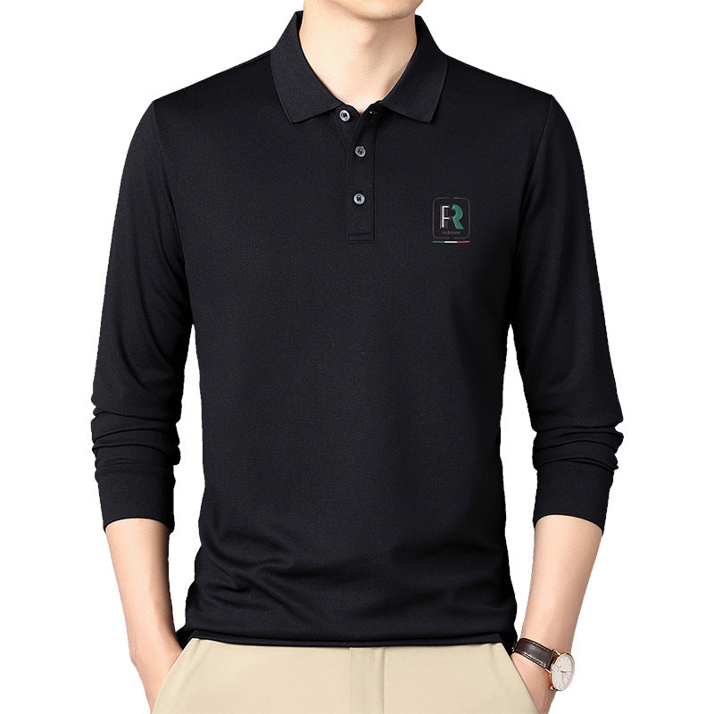 Woodpecker Men's Lapel Polo Shirt, Loose Casual Long Sleeve
