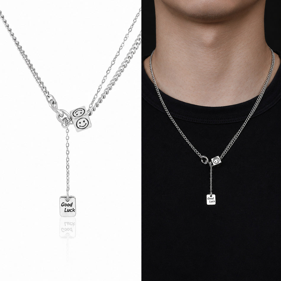 3D Smiley Face Pendant Necklace for Men