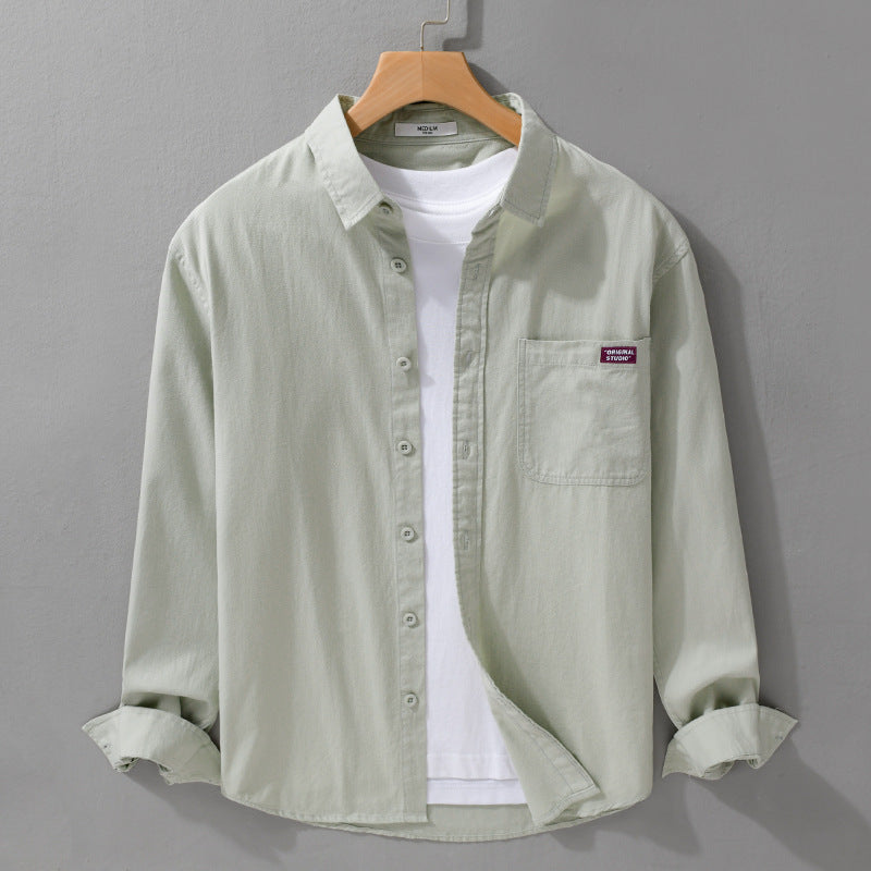 100% Cotton Loose Long-Sleeve Casual Shirt for Men