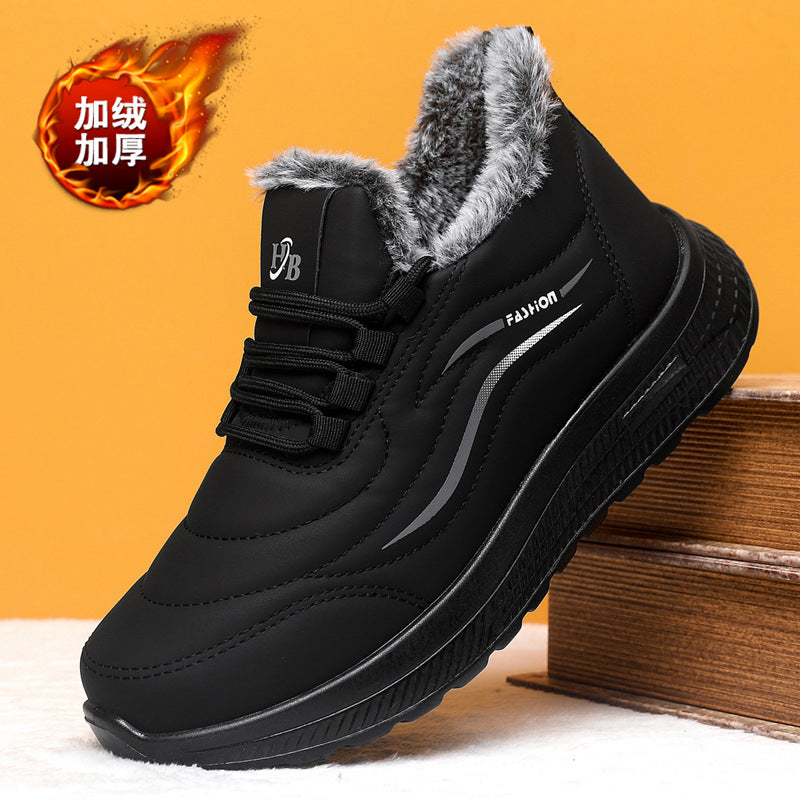 Women’s PU Platform Sneakers with Rabbit Fur Lining and Thick Sole