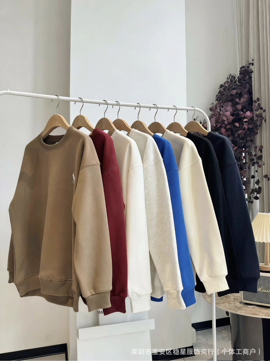 Unisex Loose Embroidery Round Neck Long Sleeve Sweatshirt