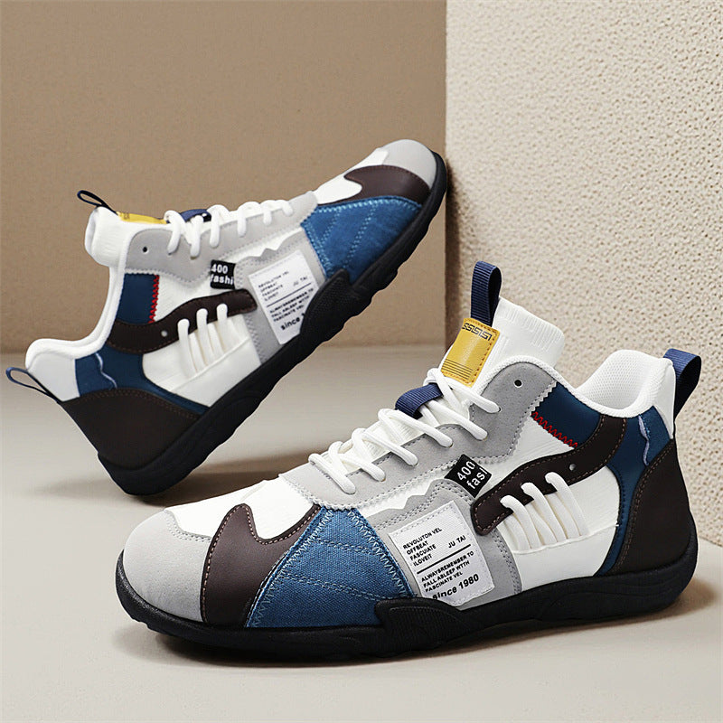 Men's Low-Top Thick Sole Leather Casual Sports Sneakers