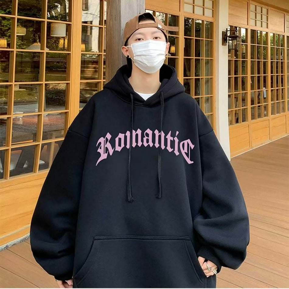 Men's Retro Roamntic Print Loose Fit Hoodie