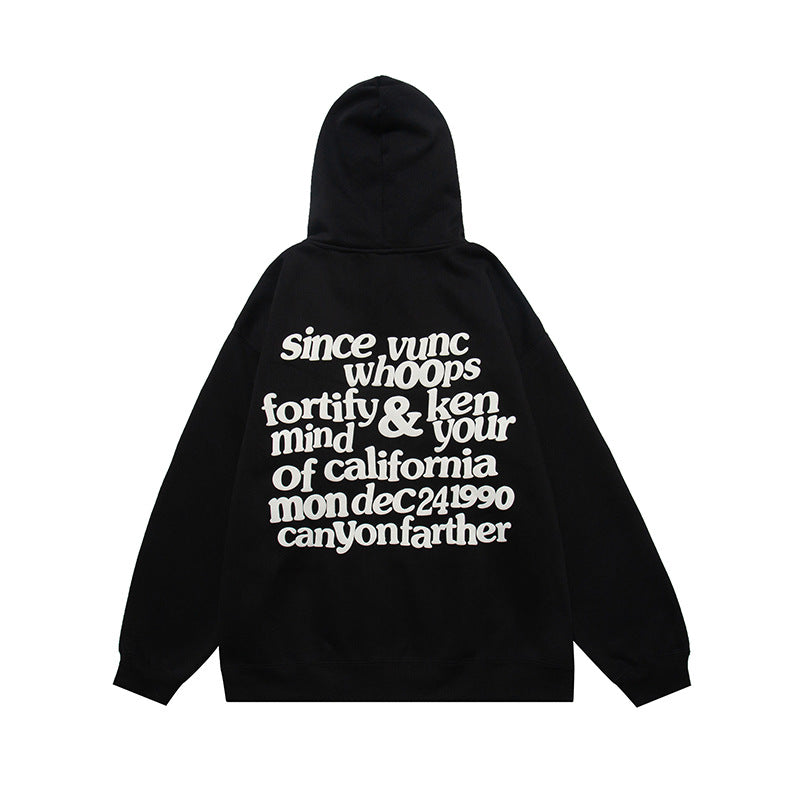 Unisex European Retro Letter Back Printed Hoodie