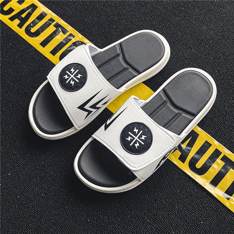 Men's Korean Style PVC Beach Sandals with Velcro Closure