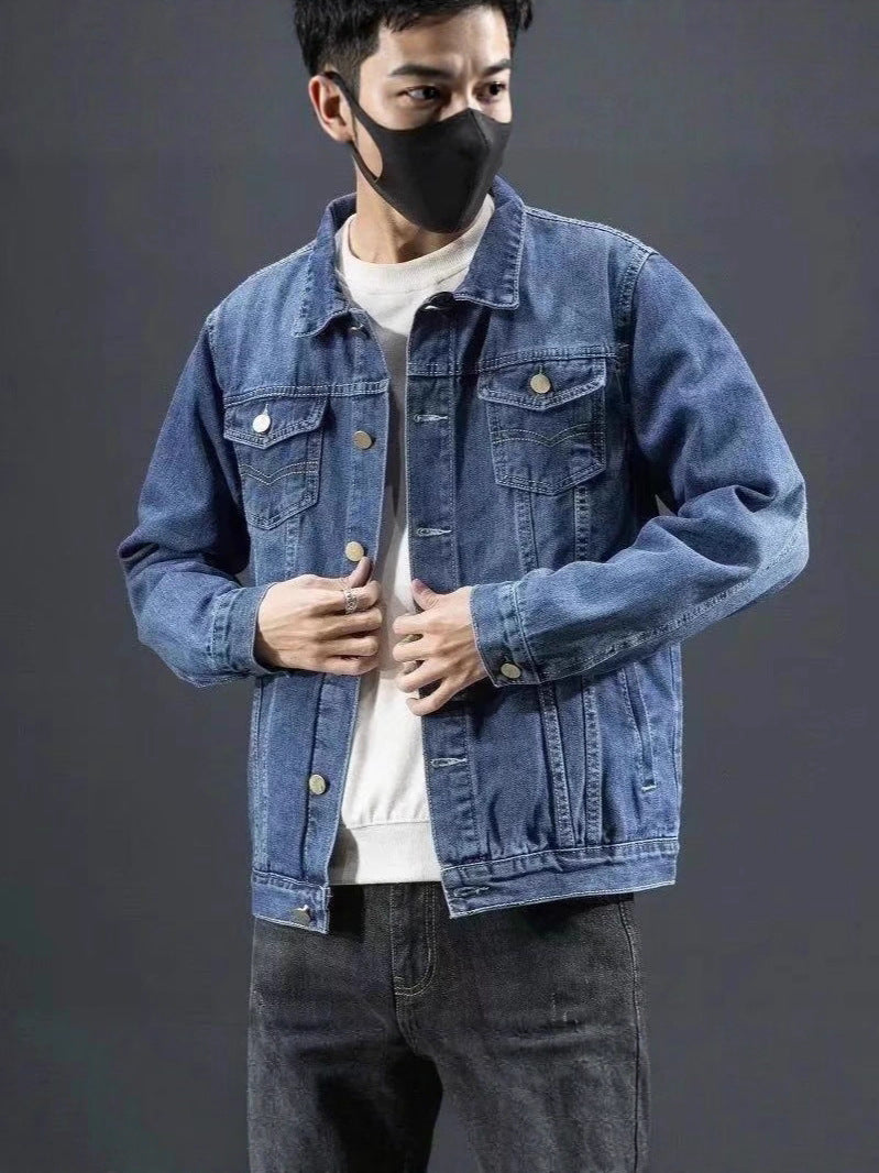 Men's Thickened Denim Jacket with Warm Fleece Lining in Loose Fit