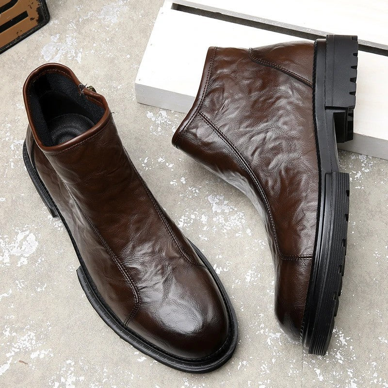 Men's Lace-Up Side-Zip Chelsea Boots with Fleece Lining Option