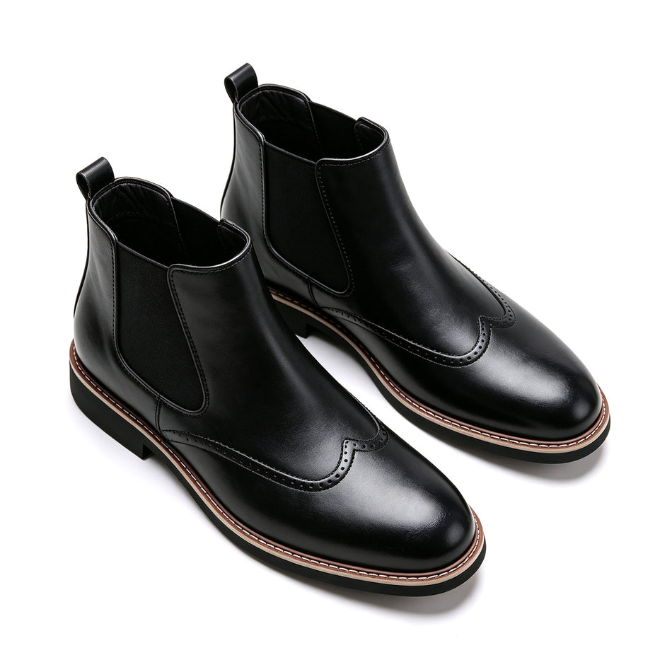 Men's Brogue Chelsea Boots with Elastic Sides and EVA Insole