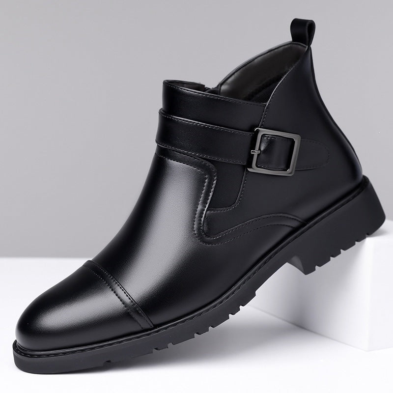 Men's Pointed Toe Business Chelsea Boots with Warm Cotton Lining