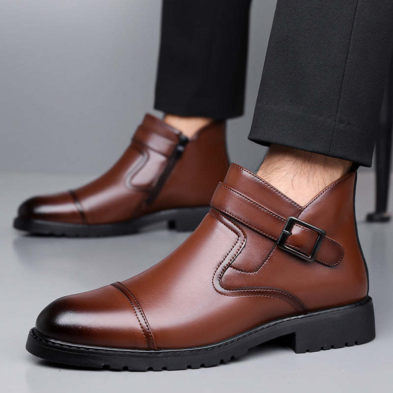 Men's Motorcycle Rider Side-Zip Chelsea Boots in Microfiber