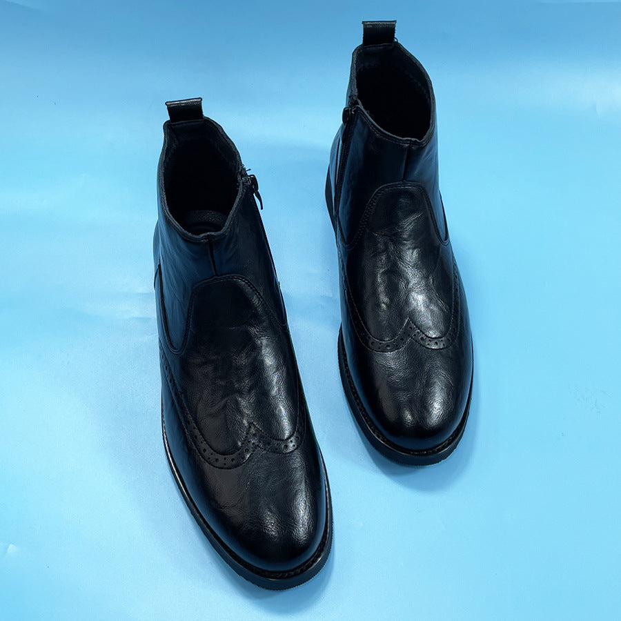Men's Vintage Cowhide Chelsea Boots in Black with Velvet Option