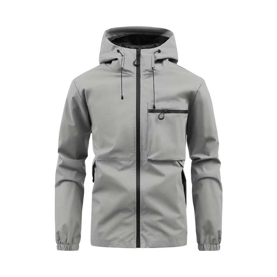 Men's Hooded Waterproof Windproof Jacket Loose Fit Outdoor Sports
