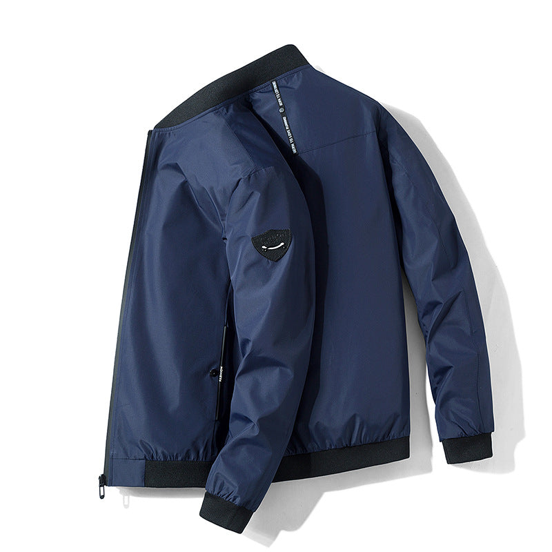 Men's Stand Collar Jacket Fitted Solid Color Casual Outerwear