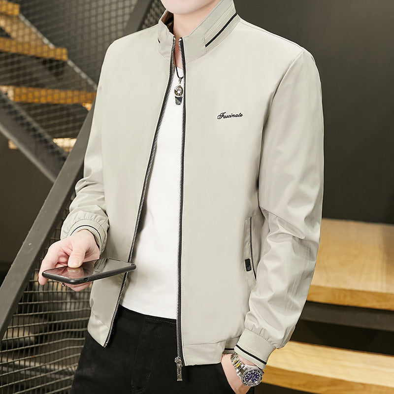 Men's Corduroy Short Jacket Stand Collar Fitted Casual Outerwear