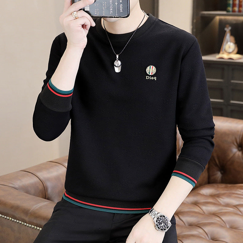 Men’s Printed Sweatshirt Round Neck Slim Fit Fleece Long Sleeve