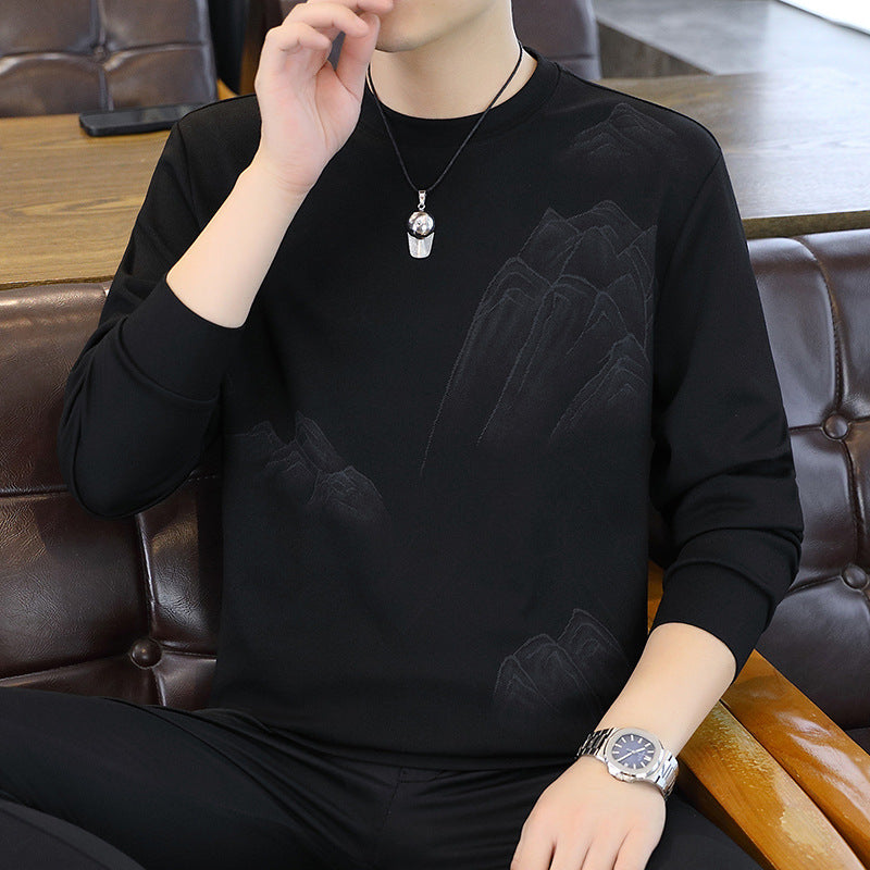 Men’s Antibacterial Fleece Sweatshirt Round Neck Loose Fit