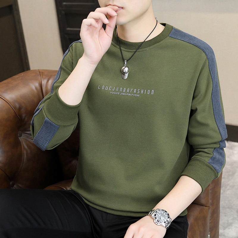 Men’s Ramie Fleece Sweatshirt Round Neck Embossed Letter Design