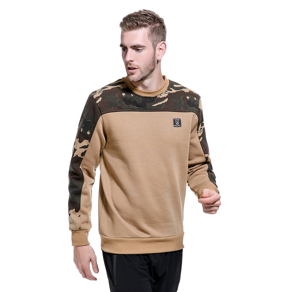 Men’s Color Block Sweatshirt Round Neck Loose Fit Fleece Pullover
