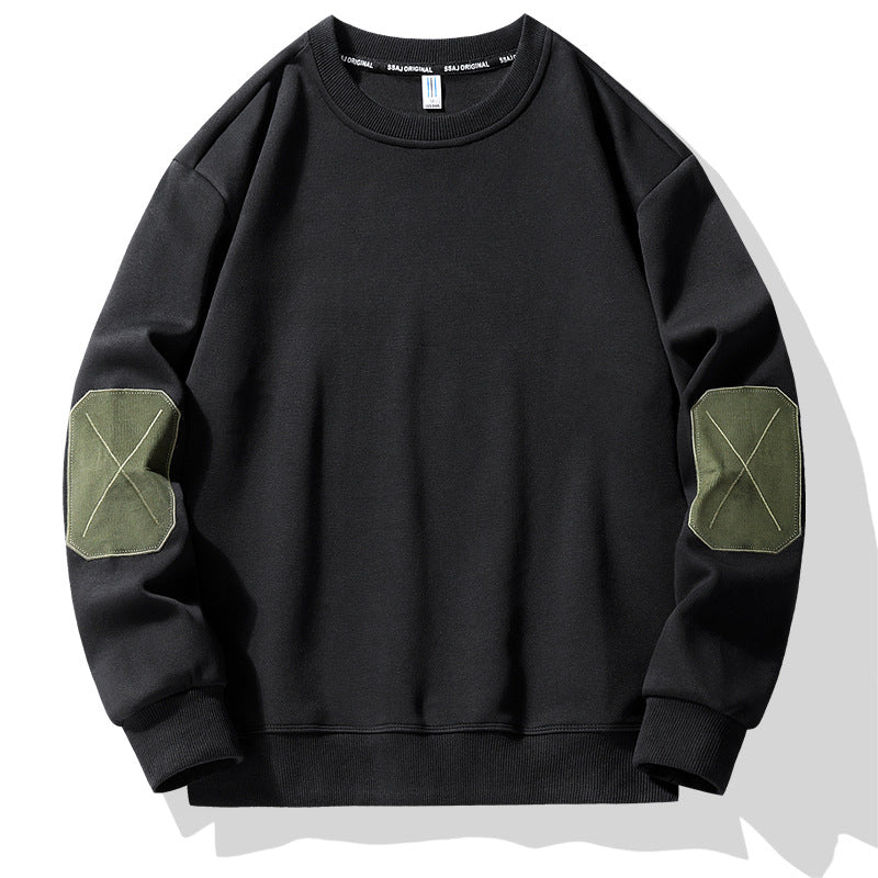 Men’s Cotton Sweatshirt Crewneck Loose Fit Color Block Pullover