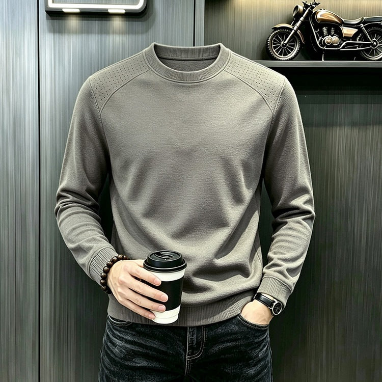 Men’s Wool Blend Sweatshirt Hooded Round Neck Cotton Lined