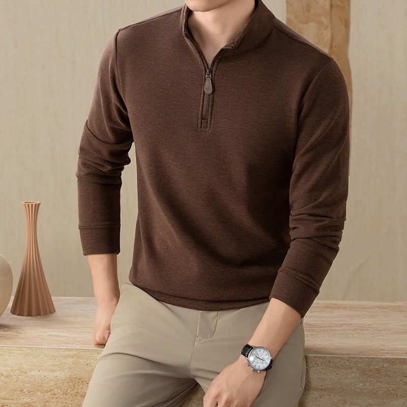 Men’s Half-Zip Fleece Sweatshirt Stand Collar Thickened Winter