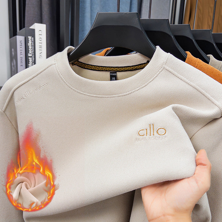 Men’s Hooded Sweatshirt Loose Fit Round Neck Embroidered Detail
