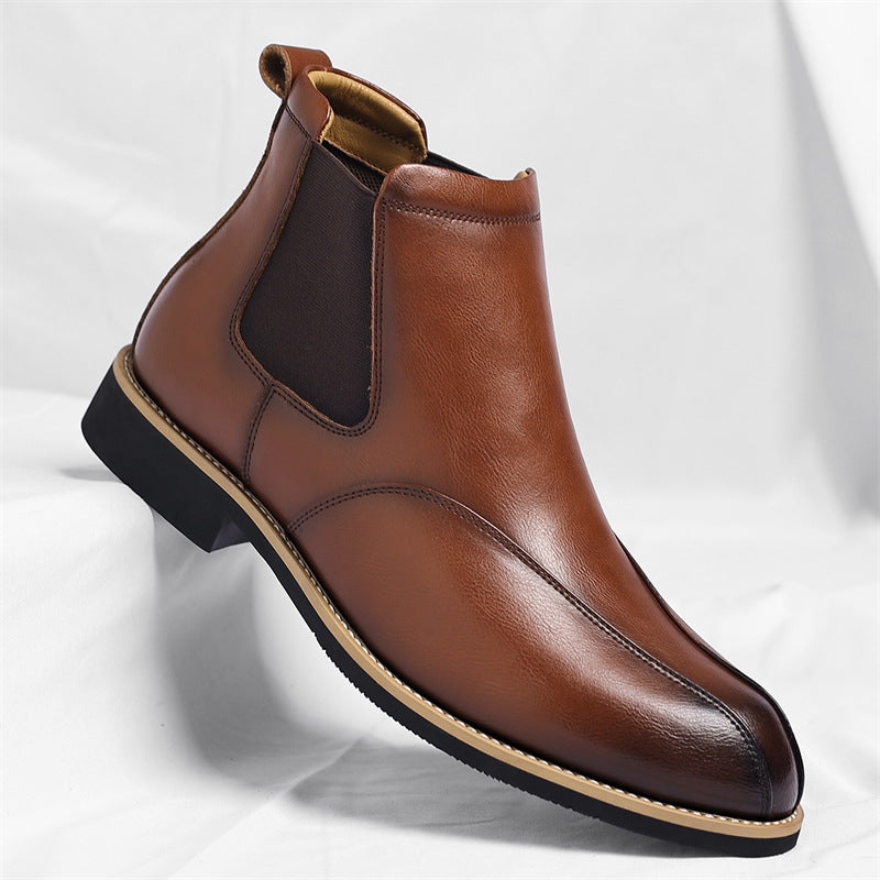 Men's Slip-On Chelsea Boots with Optional 5 cm Lift and Padding