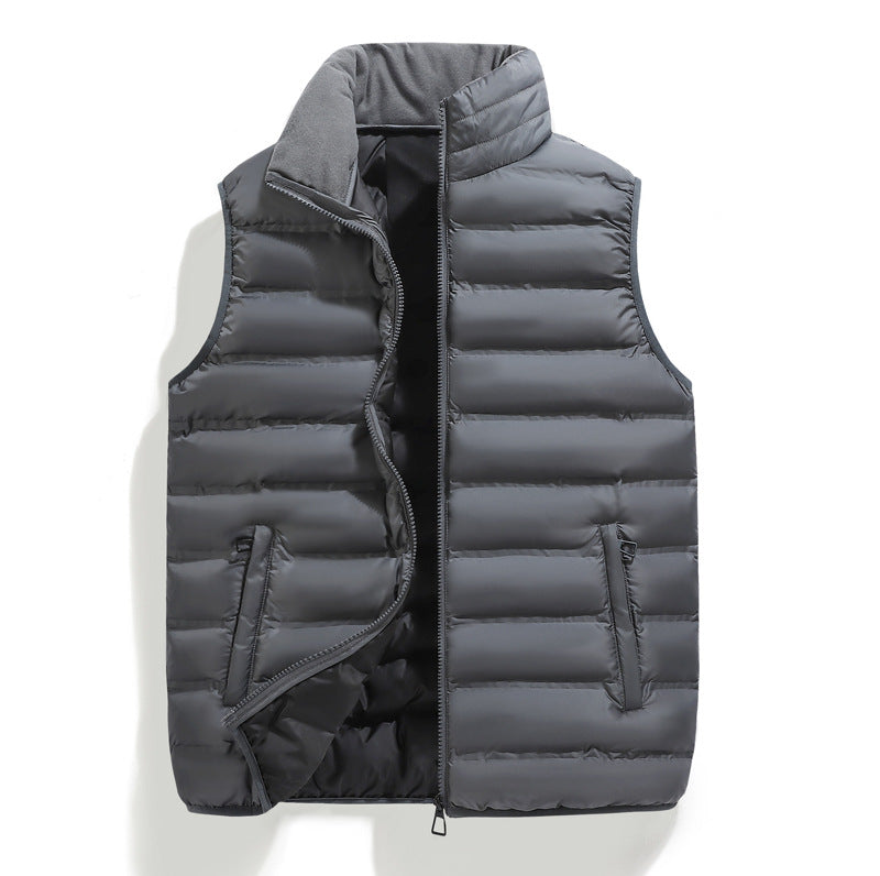 Men's Padded Vest Stand Collar Loose Fit Color Block Sports Wear