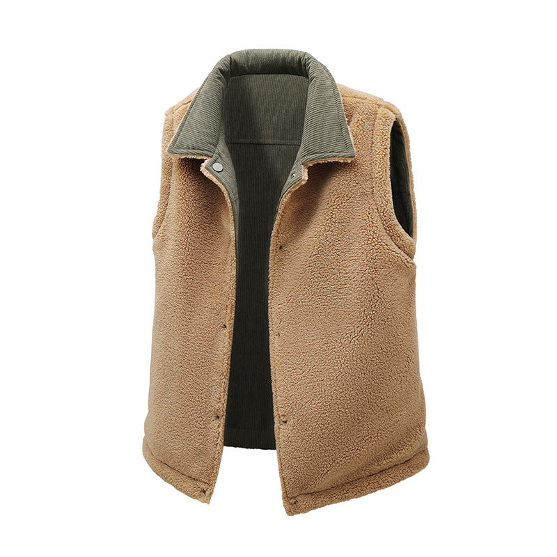 Men's Thickened Vest Lapel Single Breasted Loose Fit Workwear