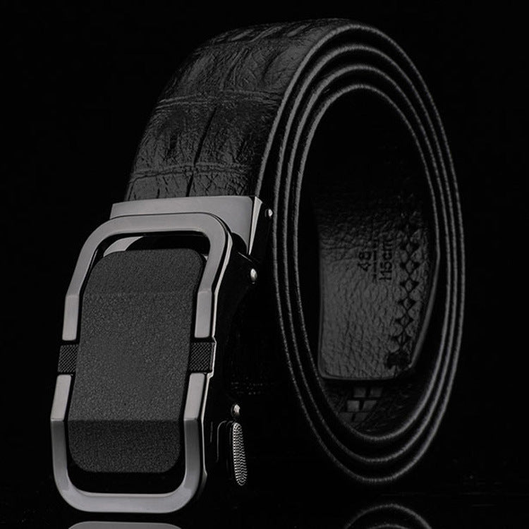 Crocodile Pattern Leather Belt – Auto Buckle Men’s