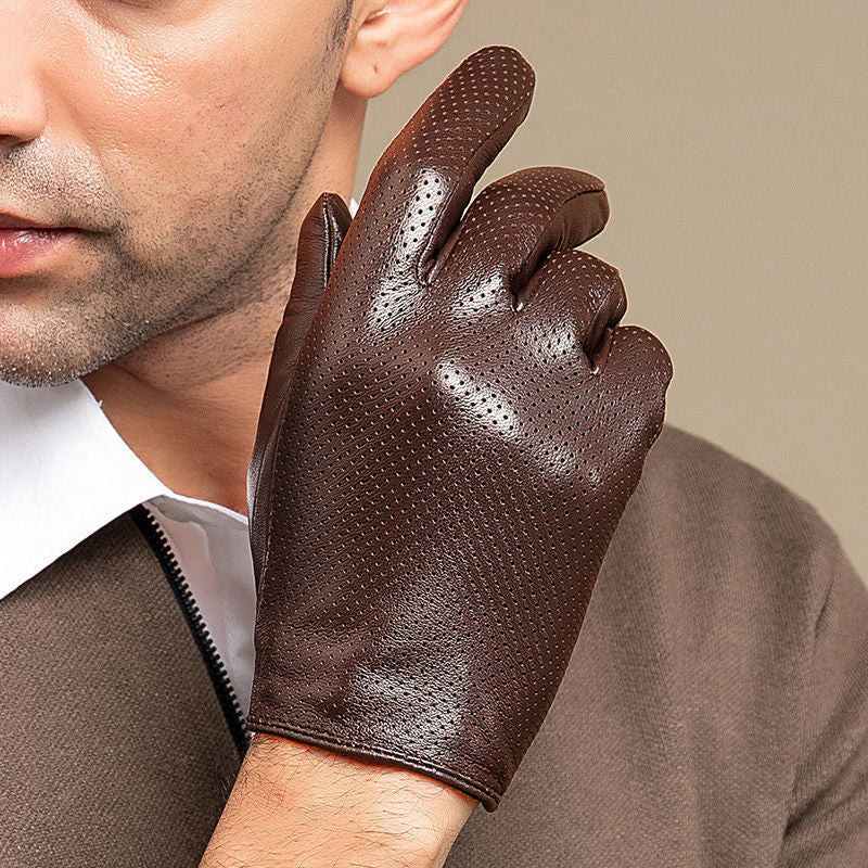 Men’s Sheepskin Leather Driving Gloves – Thin, Breathable Spring & Autumn Wear