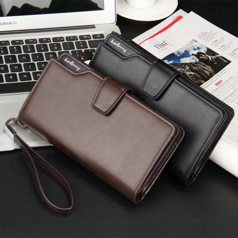 Baellerry Men’s Retro Long Trifold Clutch Wallet