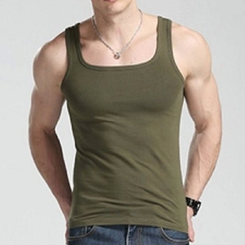 Men’s Korean Style Slim Square Collar Cotton Vest Summer