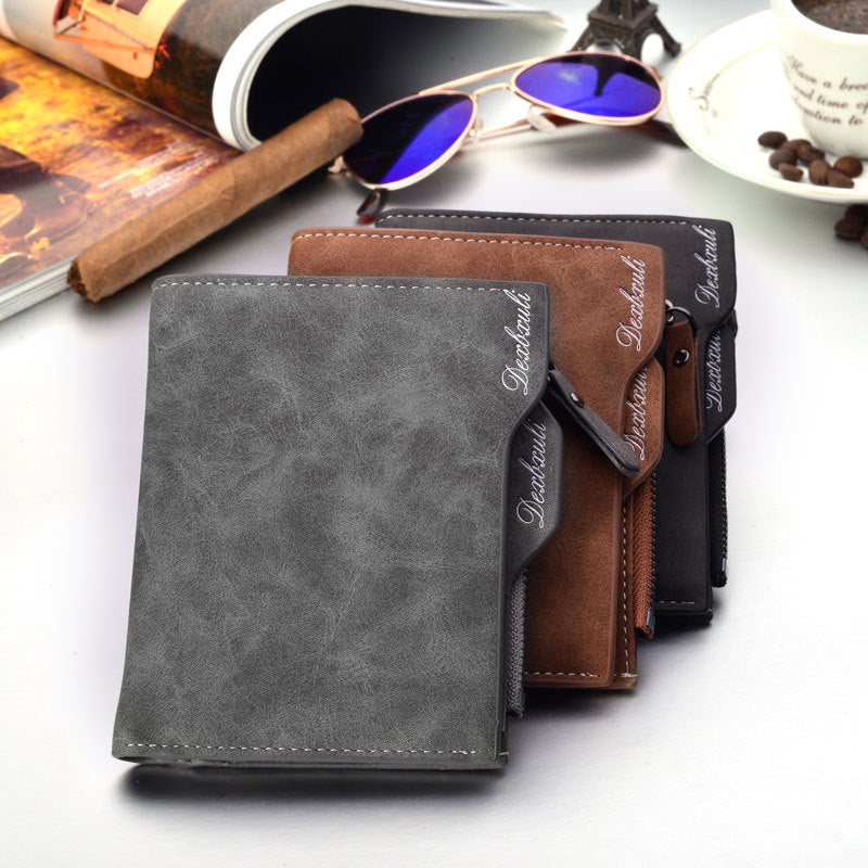 Men’s Zipper Wallet – Korean Style Multi-Card Short Wallet