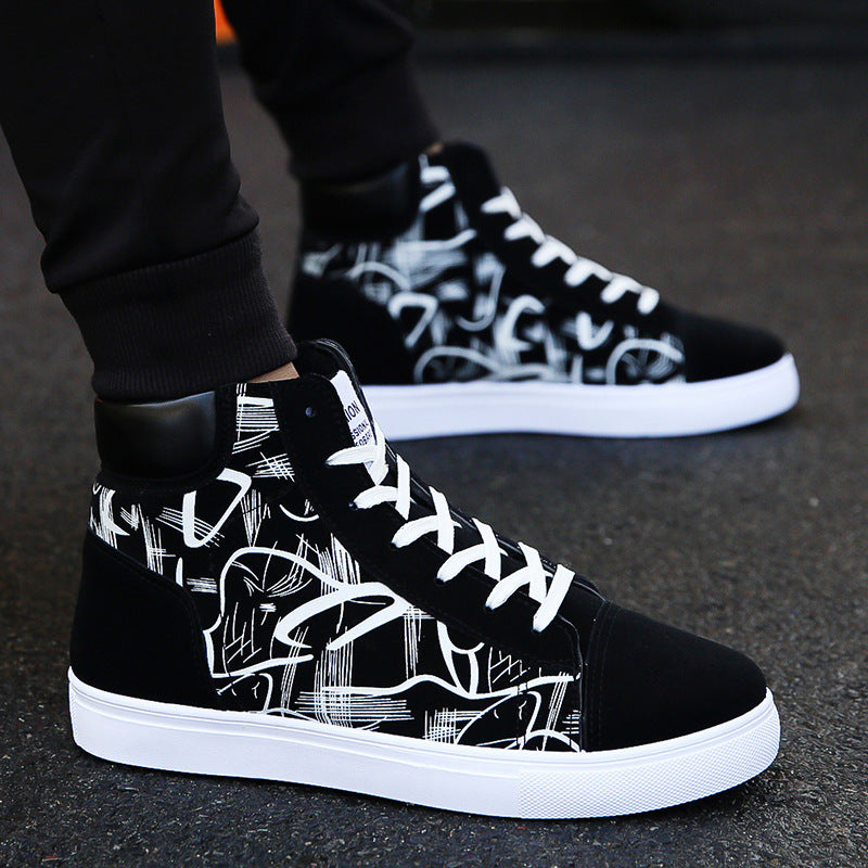 Men’s Spring High-Top Canvas Shoes Trendy Korean Style