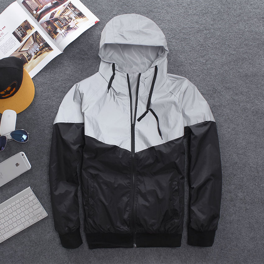 Men’s Color Block Reflective Hooded Windbreaker Autumn 2025