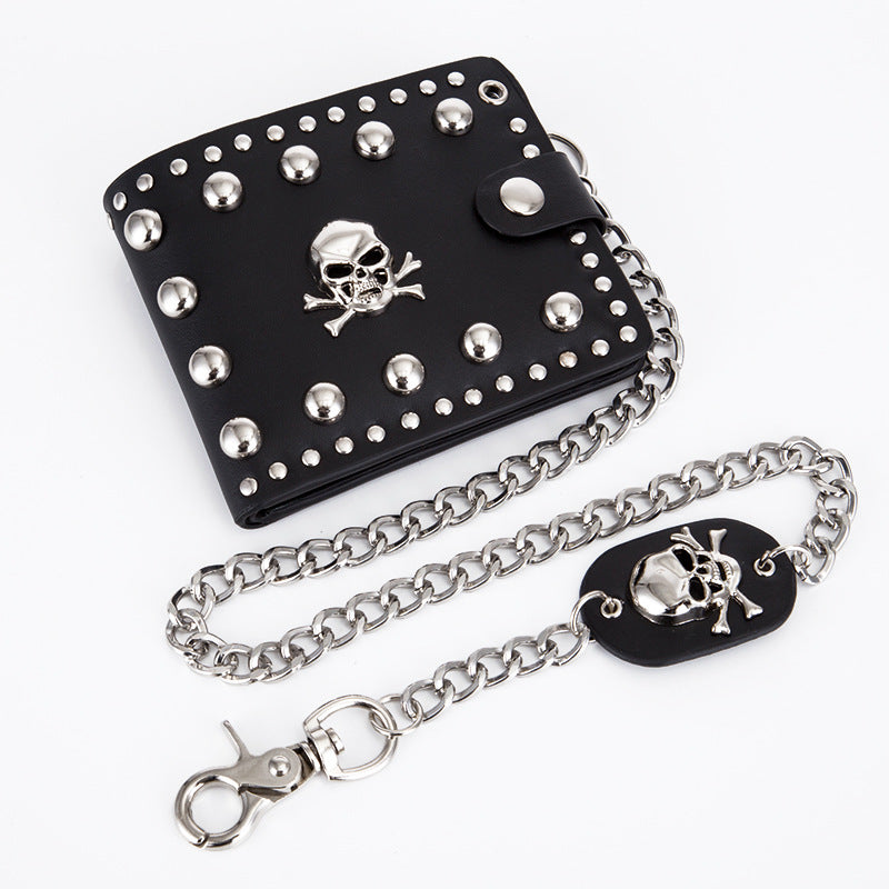 Men's Punk Rock Skull Wallet – Rivet Chain Design