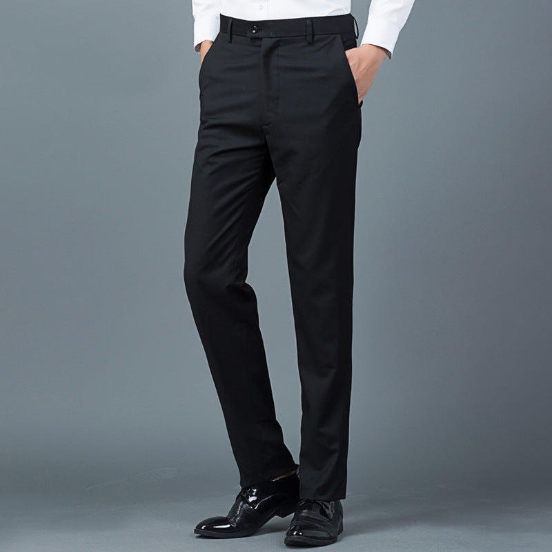 Men's Slim Black Work Pants – Formal Business Trousers