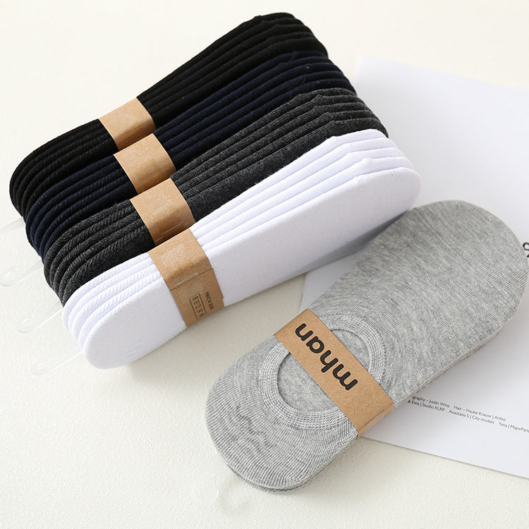 (Pack of 5)-Men’s Invisible Cotton Boat Socks – Non-Slip Summer