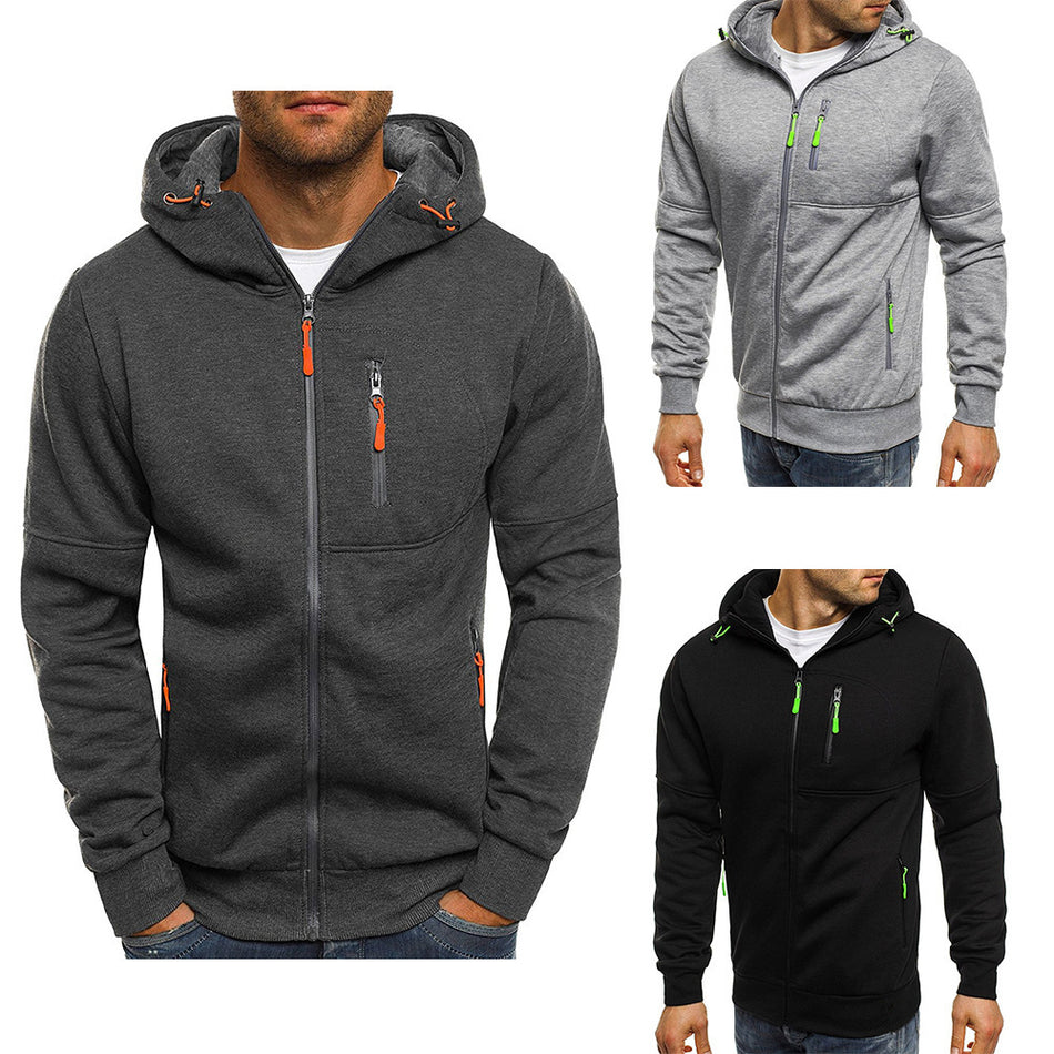 Men’s Sports Fitness Jacquard Hooded Sweatshirt Jacket