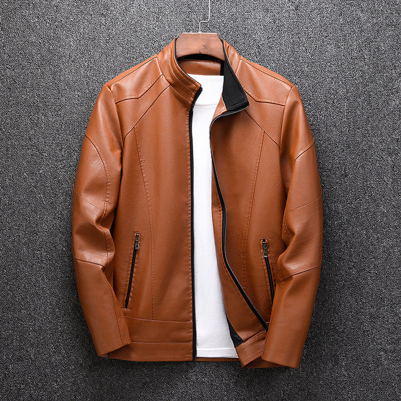 Men’s Velvet Fleece-Lined Slim-Fit Motorcycle Jacket