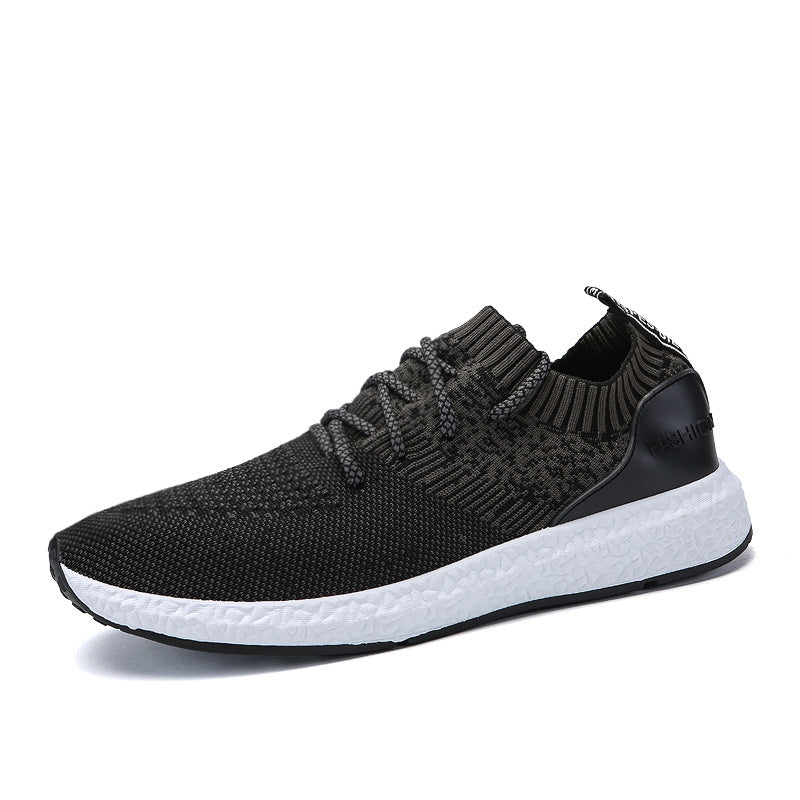 Men’s Flyknit Mesh Running Sneakers – Lightweight Korean Casual Shoes