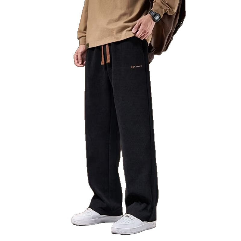 Men’s Warm Fleece-Lined Corduroy Straight Casual Pants Winter