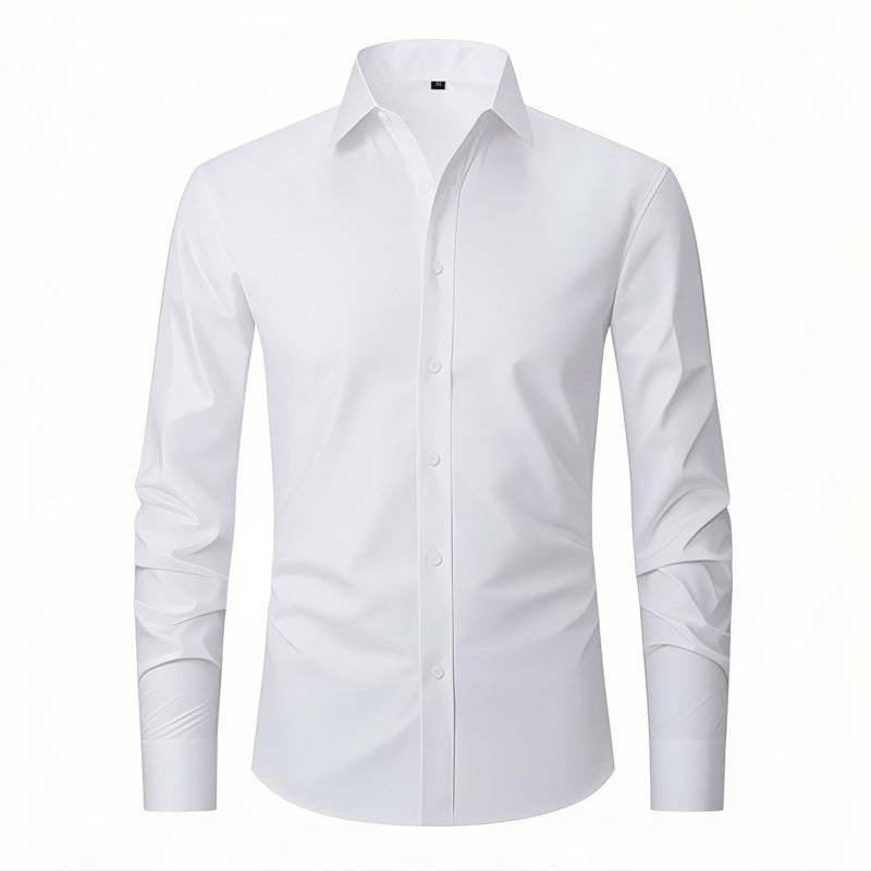 Men’s Stretch No-Iron Business Casual White Shirt