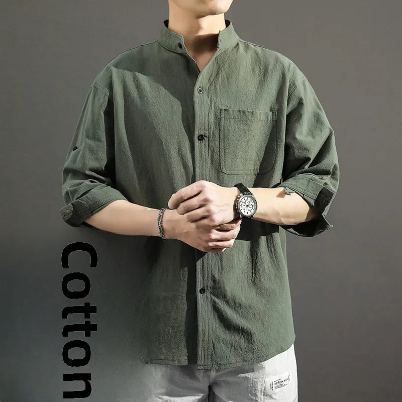 Linen Shirt – Casual Chinese-Style All-Match Top