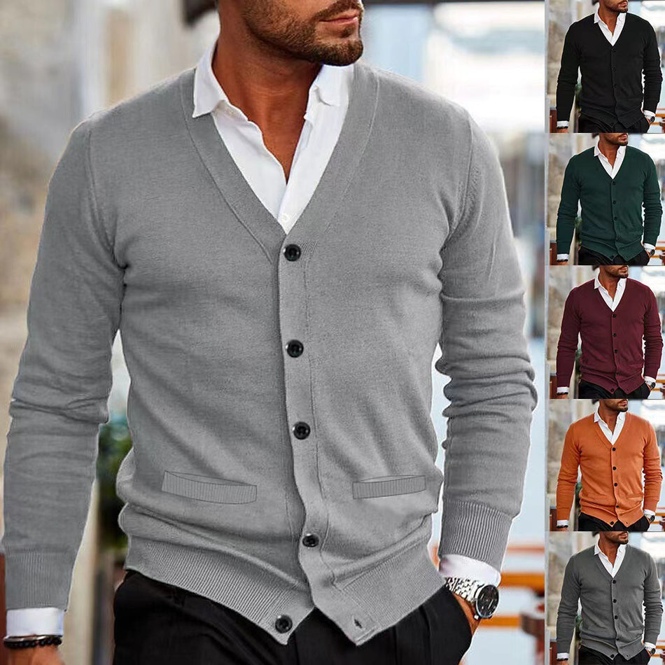 Amazon Men's V-Neck Slim-Fit Knit Sweater Cardigan Jacket